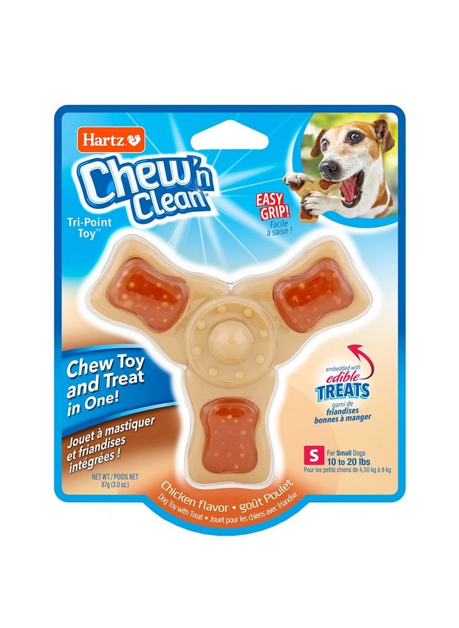 Hartz Chew ‘n Clean Chew Toy and Treat in One Chicken Flavored Tri-Point Dog Toy, Small