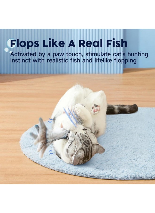 Potaroma Cat Toys Flopping Fish with SilverVine and Catnip, Moving Cat Kicker, Floppy Wiggle Fish for Small Dogs, Interactive Motion Kitten Exercise Toys, Mice Animal Toys 10.5