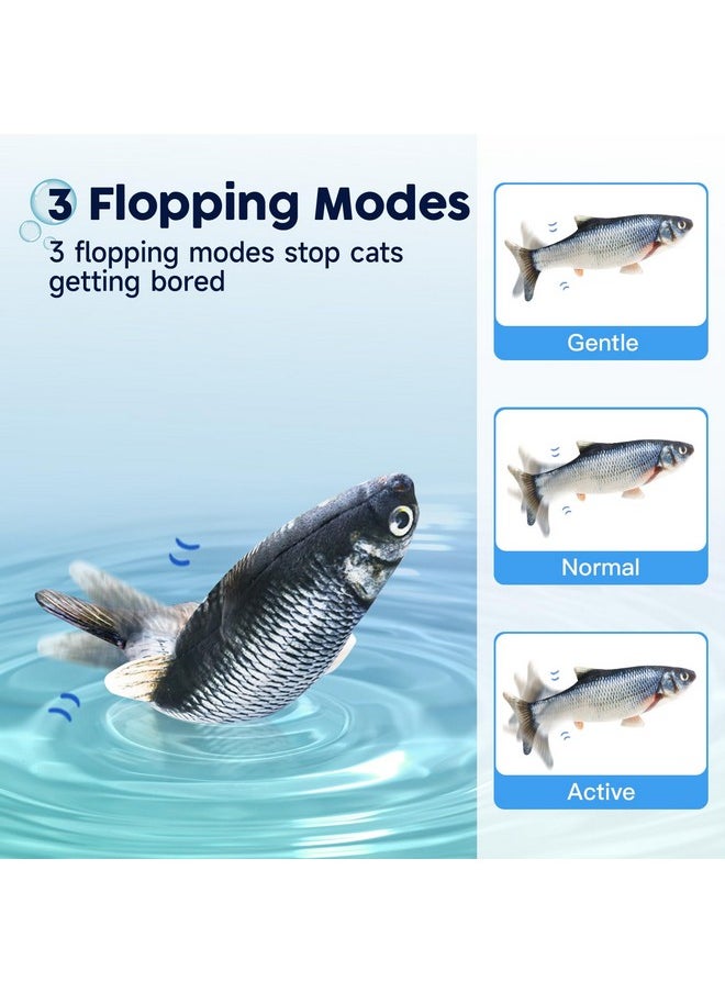 Potaroma Cat Toys Flopping Fish with SilverVine and Catnip, Moving Cat Kicker, Floppy Wiggle Fish for Small Dogs, Interactive Motion Kitten Exercise Toys, Mice Animal Toys 10.5