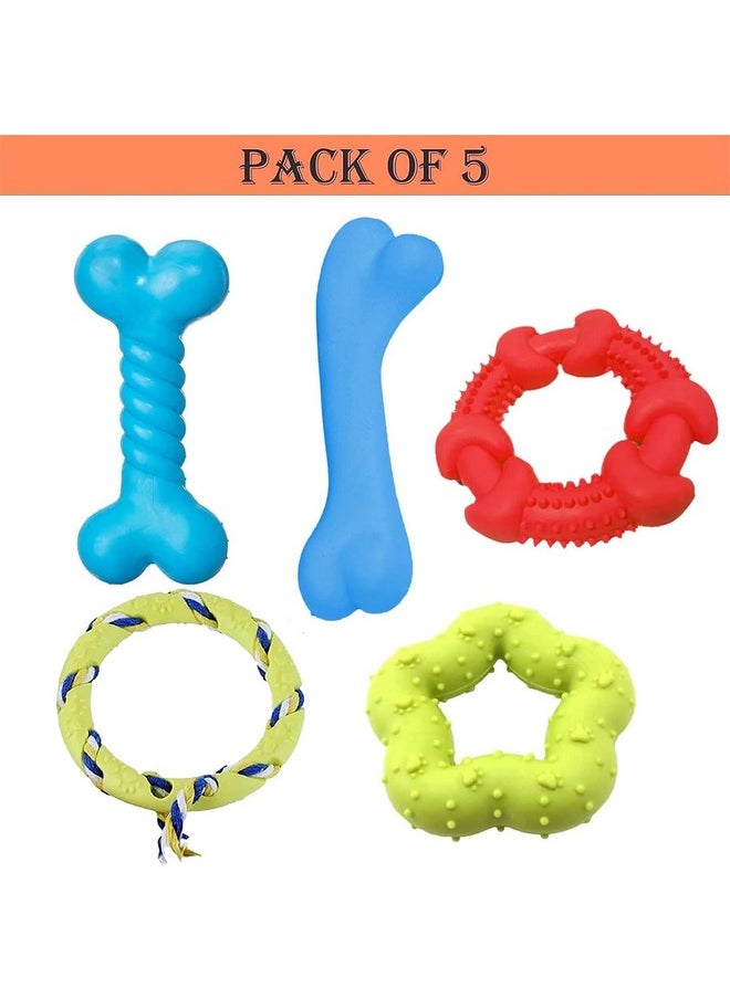 emily pets Dog Chew Toys Set, Chew Toys for Dog, Rubber Chew Toy Combo (Color May Vary, Pack of 5)