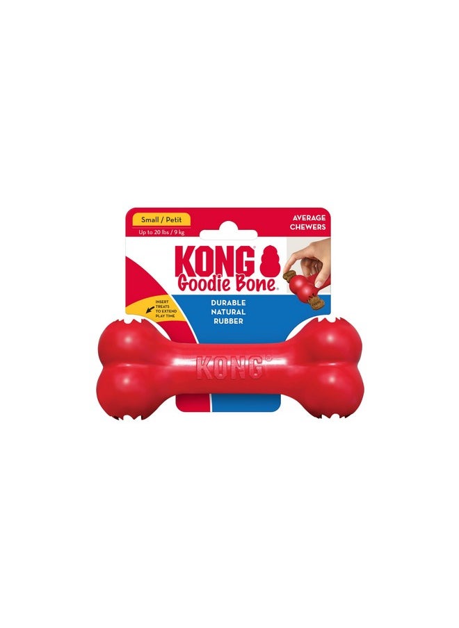 KONG Goodie Bone - Classic Durable Natural Rubber Dog Bone, Supports Mental Engagement - Treat Dispensing - Red - for Small Dogs