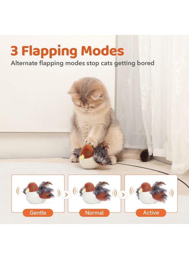 Potaroma Cat Toys Rechargeable Flapping Bird Sparrow, Lifelike Chirp Tweet, Touch Activated Kitten Toy Interactive Cat Exercise Toys for All Breeds Cat Kicker Catnip Toys 4.0 Inches