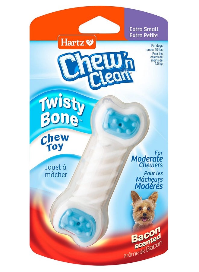 Hartz Chew ‘n Clean Twisty Bone Dog Chew Toy, Bacon Scented for Moderate Chewers, Extra Small