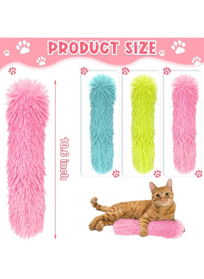 6 Pcs Catnip Toys Interactive Cat Kicker Toy Plush Fabric Cat Kick Toy Sticks Chasing Chewing Exercising Catnip Filled Cat Toys Cat Chew Toy for Puppy Kitty (Grass Green, Blue, Pink, 10.6 Inch)