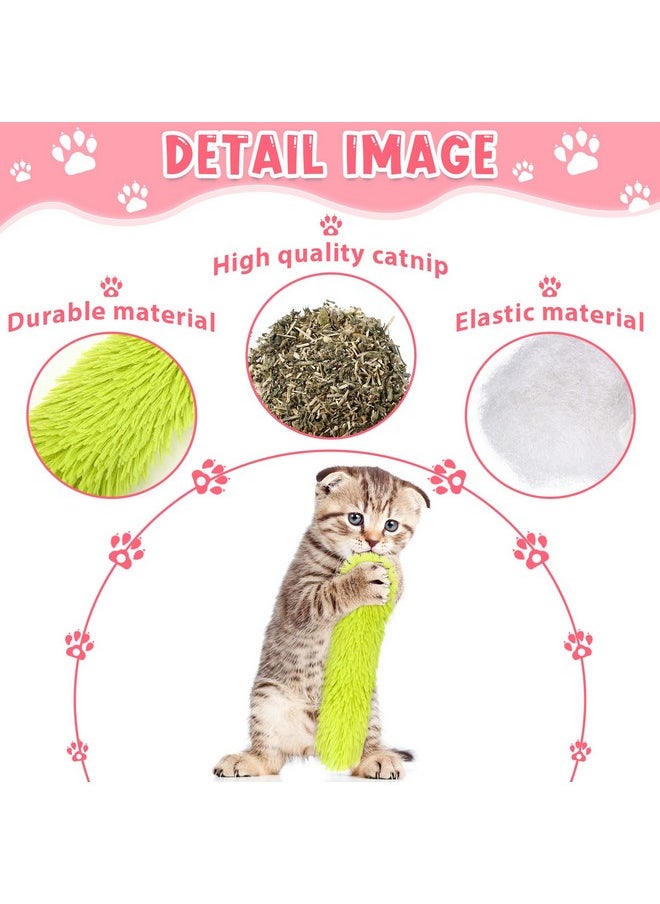 6 Pcs Catnip Toys Interactive Cat Kicker Toy Plush Fabric Cat Kick Toy Sticks Chasing Chewing Exercising Catnip Filled Cat Toys Cat Chew Toy for Puppy Kitty (Grass Green, Blue, Pink, 10.6 Inch)