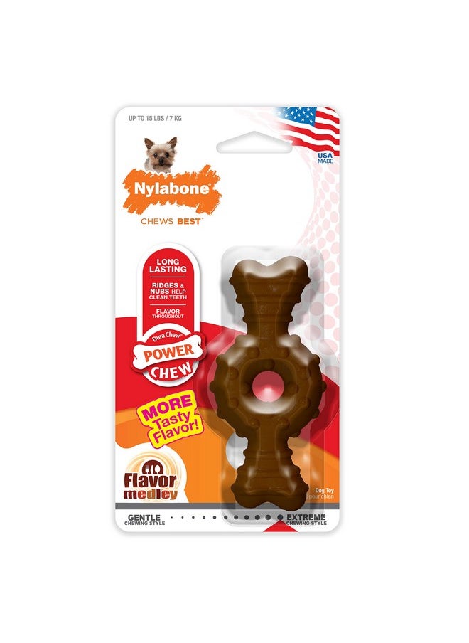 Nylabone Power Chew Textured Ring Bone, Durable Dog Chew Toy for Extreme Puppy Chewers, Promotes Dental Health with Ridges & Nubs, Ideal for Puppies Up to 3 Months, X-Small