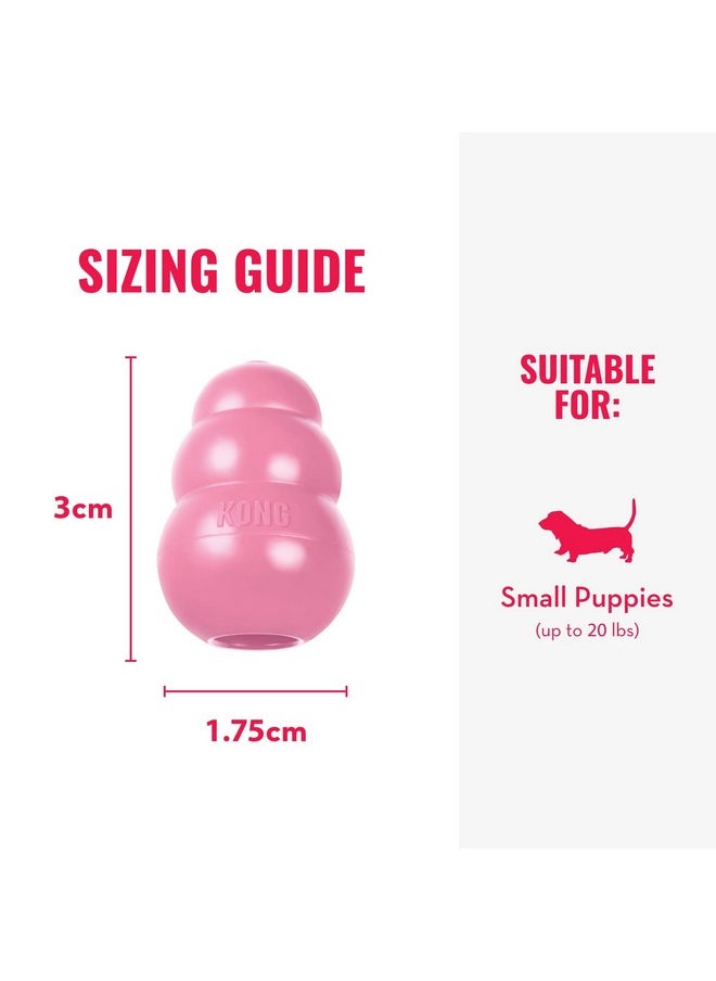 KONG Puppy - Natural Teething Rubber Chew Toy for Dogs - Stuffable Dog Toy for Extended Playtime - Chew & Fetch Toy for Puppies - for Small Puppies - Pink