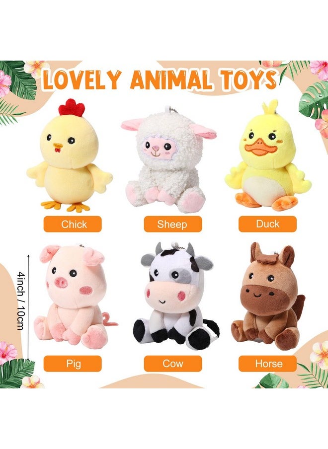 Aoriher 6 Pcs Mini Plush Farm Animals Bulk 4 Inch Cute Stuffed Farm Animals Plush Horse Cow Pig Sheep Duck Chick for Baby Shower Birthday Gift Farm Animal Themed Party Prizes Xmas Stocking Stuffers