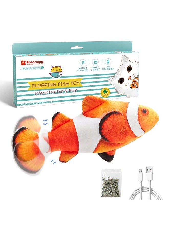 Potaroma Cat Toys Flopping Fish with SilverVine and Catnip, Moving Cat Kicker, Floppy Wiggle Fish for Small Dogs, Motion Kitten Interactive Exercise Toys, Mice Animal Toy 10.5