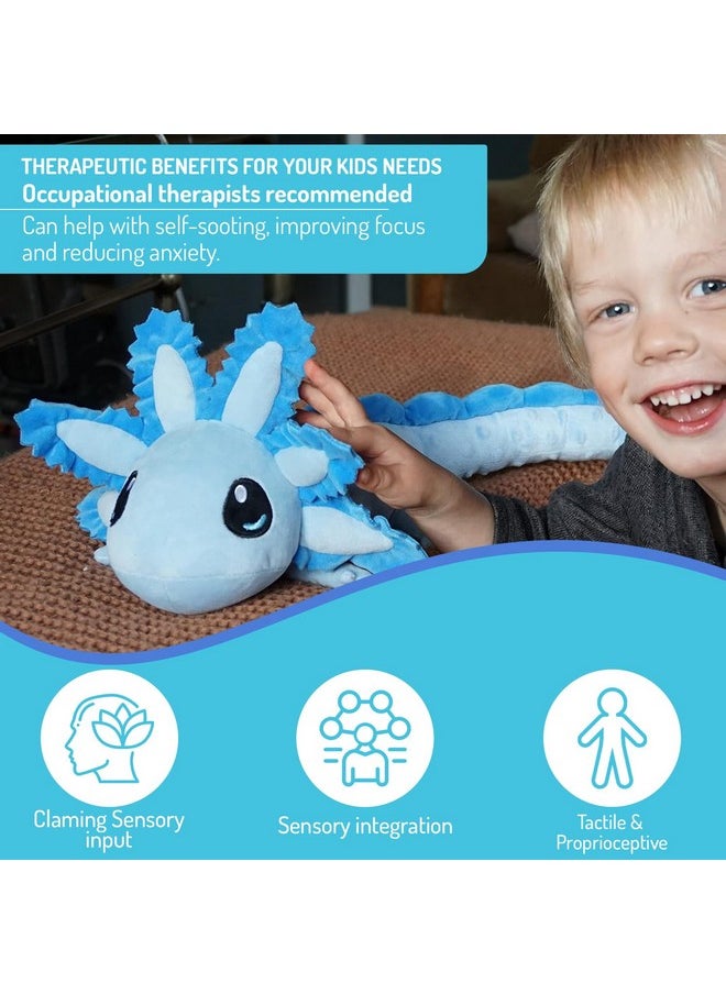 Weighted Stuffed Animal Axolotl Plush - 22 Inches Long 2.5 Lb - Sensory Toy For Calming And Wellness - Focus Tool For Kids And Adults (Blue)