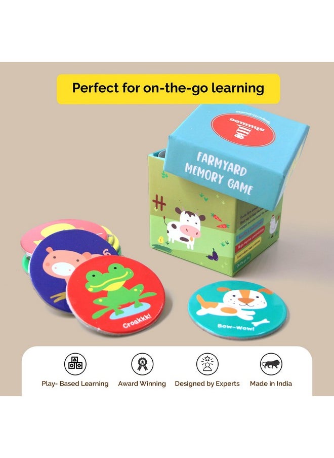 Memory Card Game -Farm Animals Themed (3 Years+) | Multicolor | 18 Discs | Child Safe | Easy To Carry