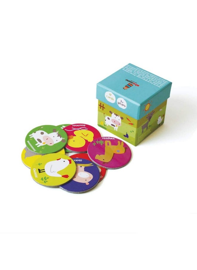 Memory Card Game -Farm Animals Themed (3 Years+) | Multicolor | 18 Discs | Child Safe | Easy To Carry