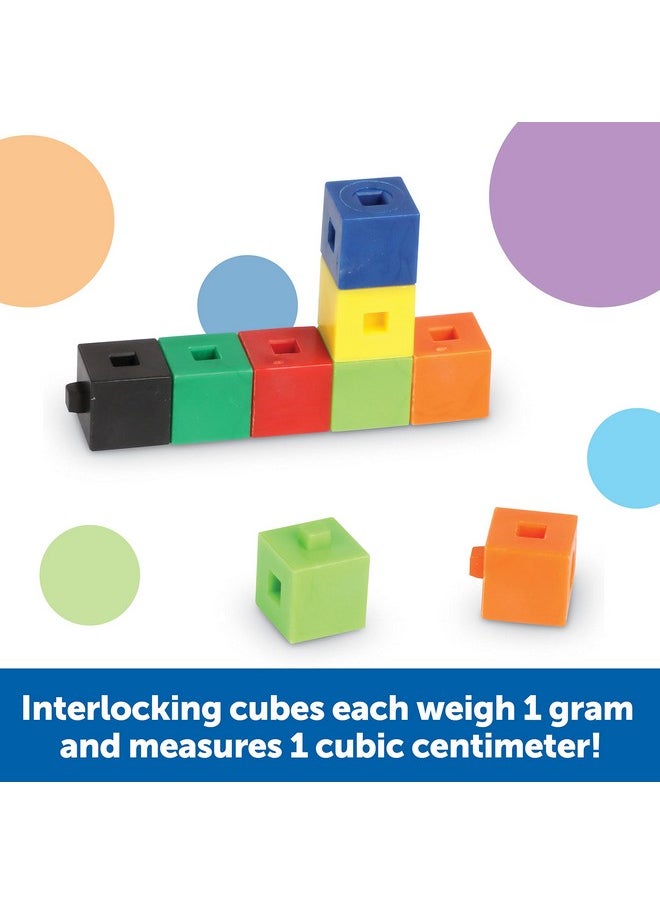 Learning Resources Interlocking Gram Unit Cubes, Math Classroom Teaching Aids, 10 Assorted Colors, Set of 1, 000, Ages 6+