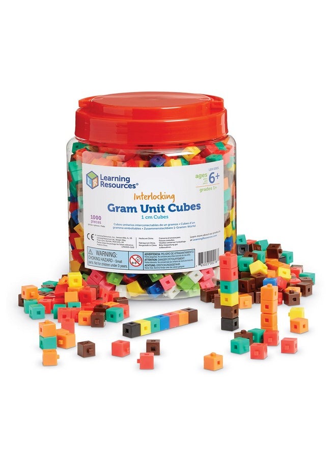 Learning Resources Interlocking Gram Unit Cubes, Math Classroom Teaching Aids, 10 Assorted Colors, Set of 1, 000, Ages 6+