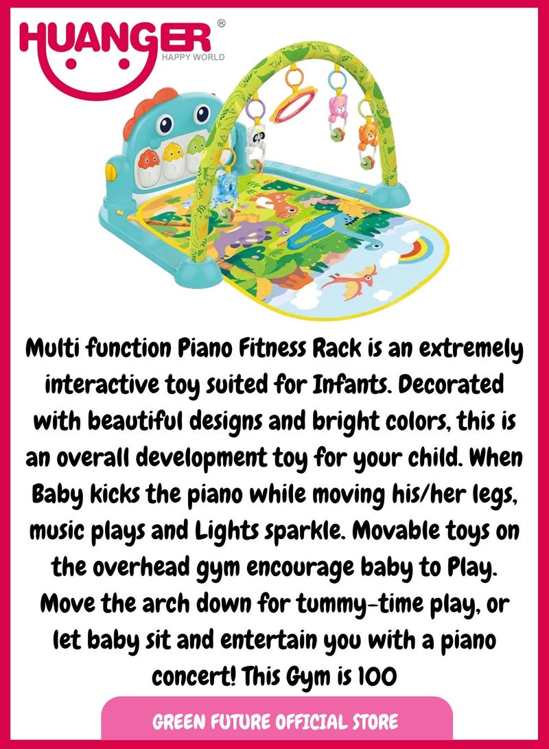 Baby Piano Playmat with Music for Newborns and Infants Promotes Sensory Development Safe and Soft Playmat-Blue