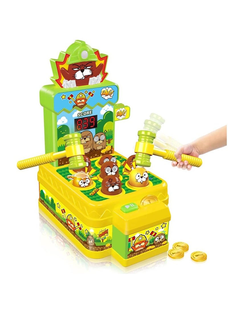 Whack Game Mole, Mini Electronic Arcade Game with 2 Hammers, Pounding Toys Toddler Toys for 3 4 5 6 7 8 Years Old Boys Girls, Whack Game Mole Toy, Developmental Toy Interactive Toy