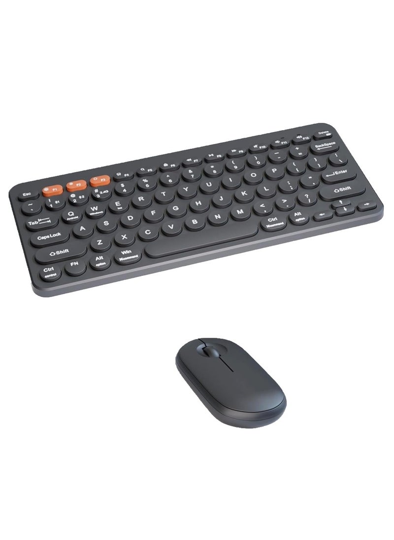 Nexahive Dual Mode Wireless Keyboard and Mouse Combo, Quiet, Portable, Customisable, Bluetooth 2.4G, Windows, macOS, iPad Compatible, Black