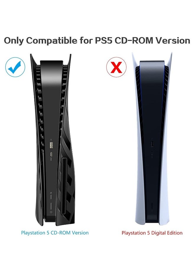 PS5 Plates for PS5 Accessories, Hard Shockproof Cover PS5 Skins Shell Panels for PS5 Console, Anti-Scratch Dustproof Face Plates Replacement Accessories for Playstation 5 Disc Edition - Black