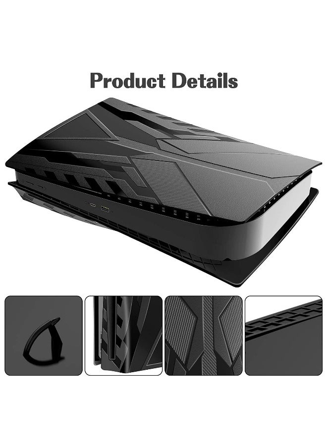 PS5 Plates for PS5 Accessories, Hard Shockproof Cover PS5 Skins Shell Panels for PS5 Console, Anti-Scratch Dustproof Face Plates Replacement Accessories for Playstation 5 Disc Edition - Black