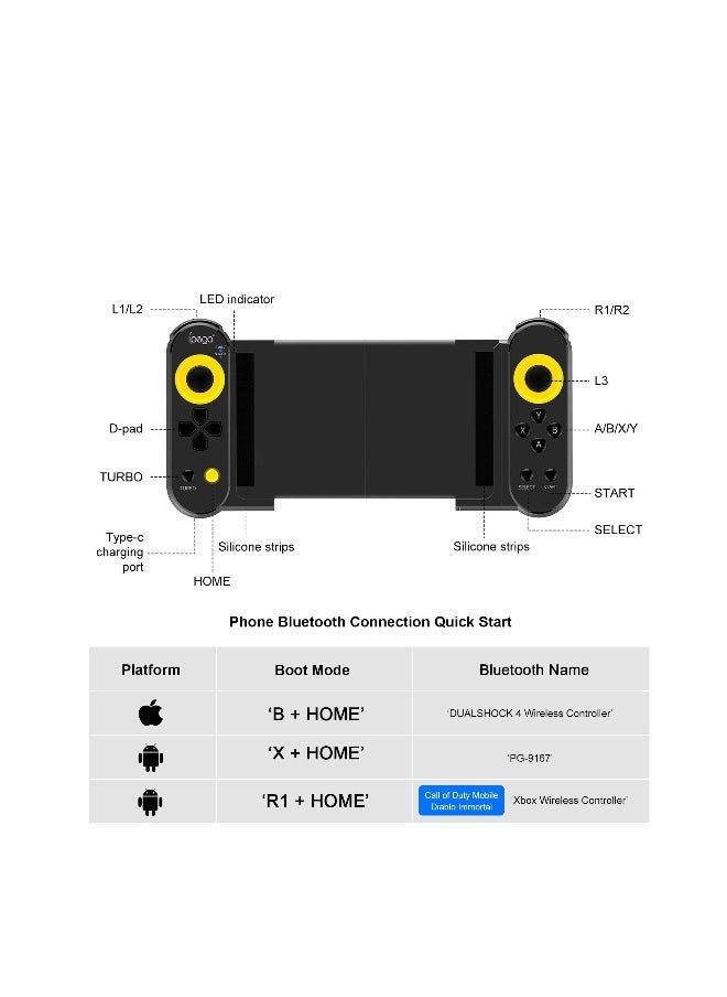 Mobile Gaming Controller, Direct Play, Stretchable, Gamepad Joystick