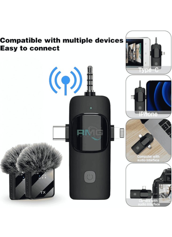 DW 3In1 Wireless Lavalier Microphone For Live Video Recording - F11-2