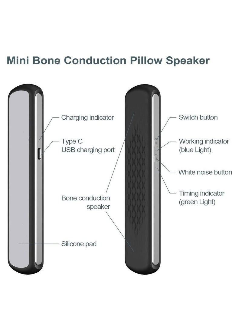 Pillow Speaker Bone Conduction Stereo Mini Portable Bluetooth Sleep Stereo Portable Pillow Speaker Insomnia White Noise Machine For Deep Sleeping Side Sleepers (Black)