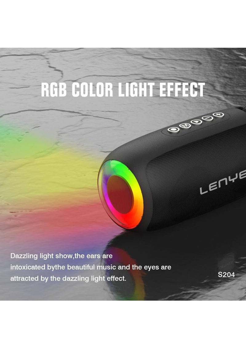 Lenyes RGB Portable Wireless Bluetooth Speaker with Type-C Charging Port - Lightweight and Stylish Speaker for Enhanced Audio Enjoyment, Perfect for Home and On-the-Go Entertainment (S204)