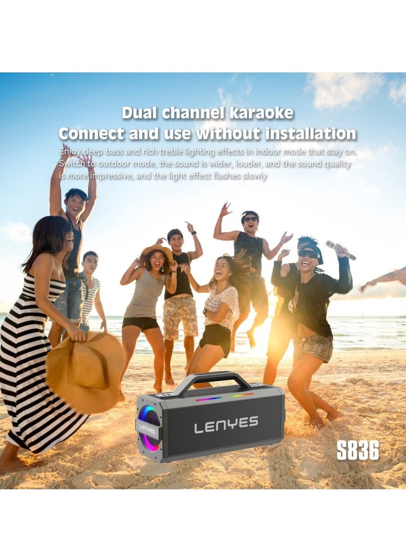 Lenyes S836 Wireless Speaker With Bluetooth 5.0 -40000MAH Support 433 remote control function，Standby for 30 hours.