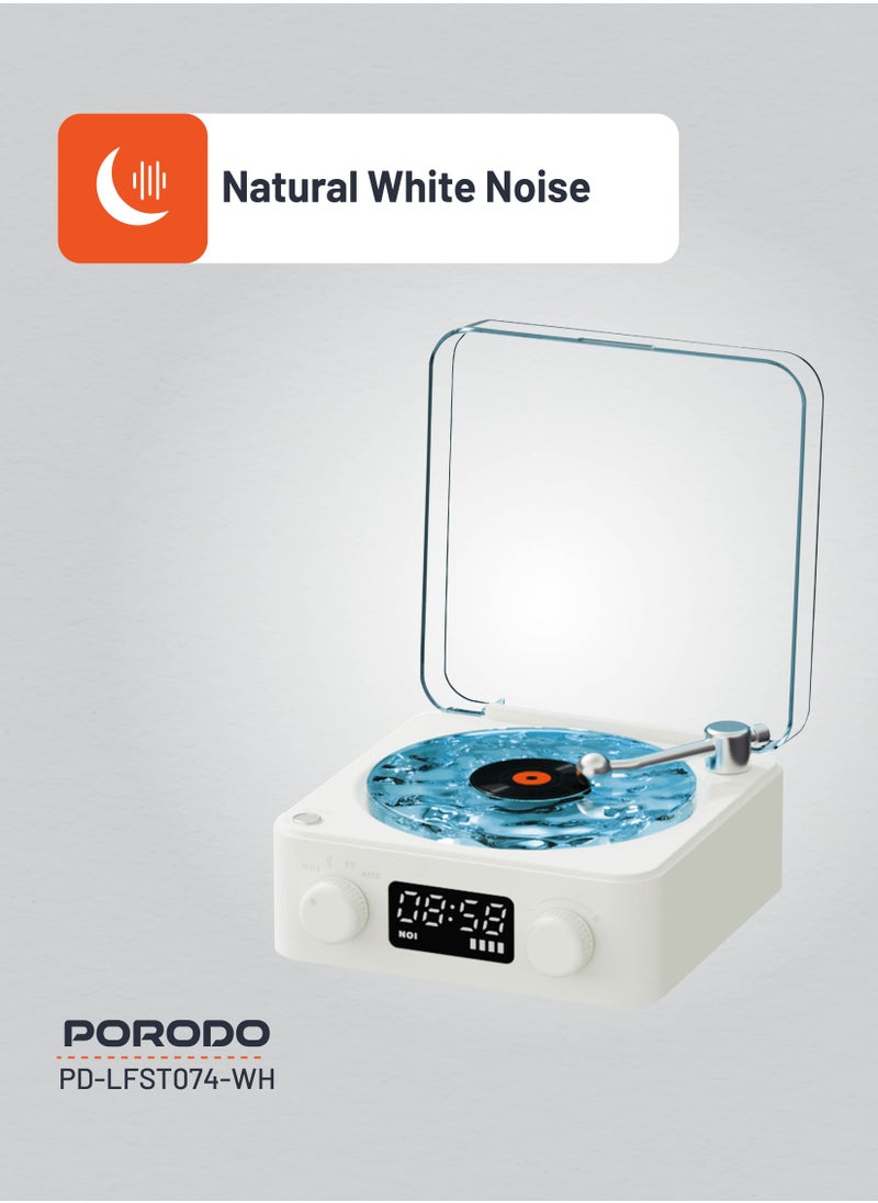 Wave White Noise Portable Speaker with Atmospheric Lights and Clock Display / Calming Nature Sounds - White