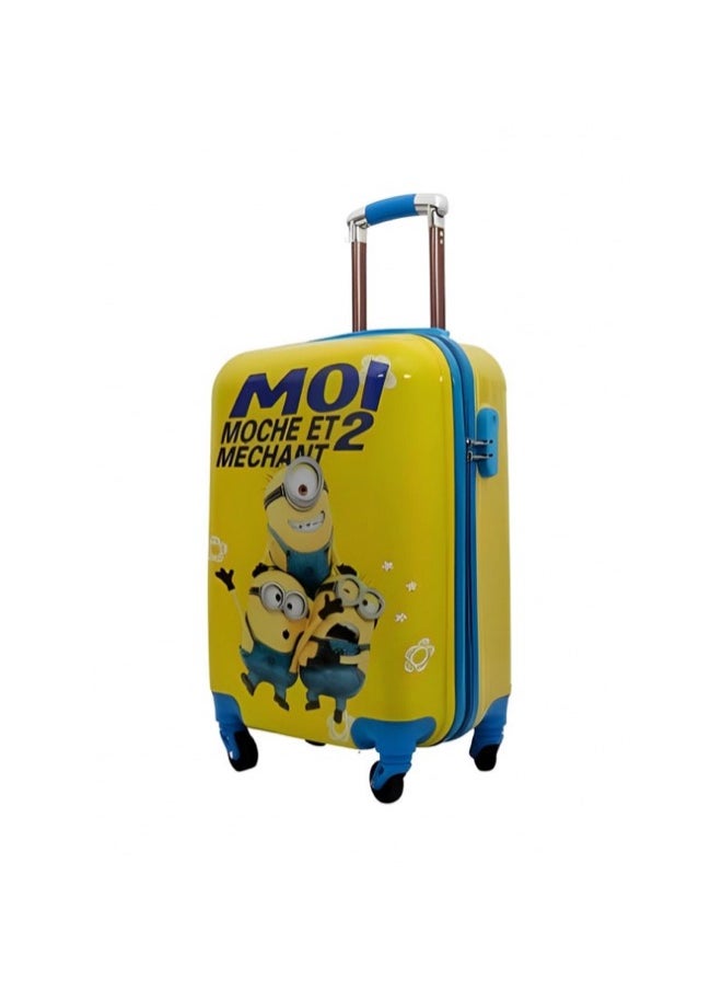 Kid’s Trolley Minion Cartoon Character Luggage Bag,Travel Smart Luggage 4 Wheeled Suitcases 20 In