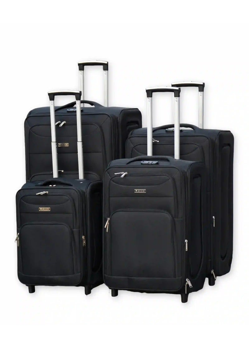 4-Piece Soft-Side Luggage Sets Lightweight Trolley Bag With 2 Wheels