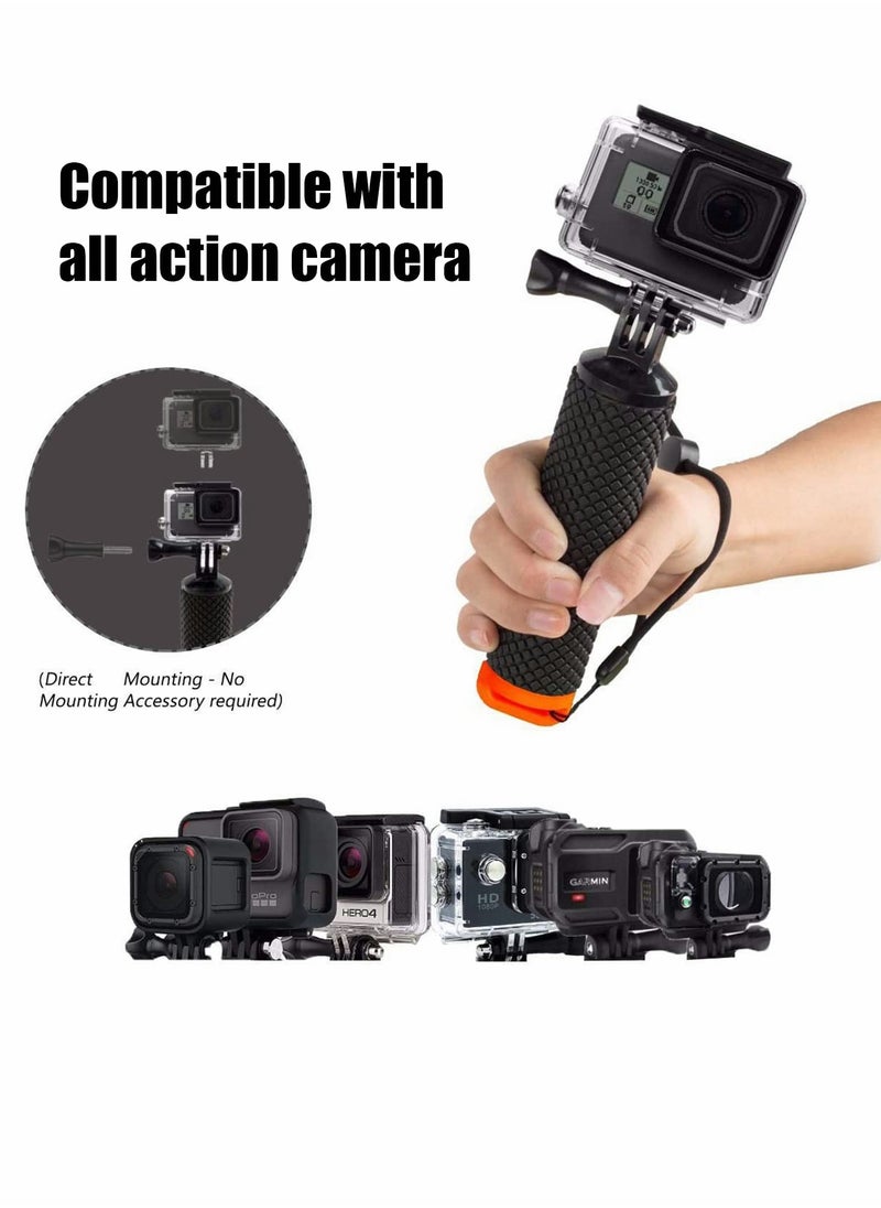 Floating Hand Grip for Hero 10/9/8/7/6/5/4/3/3+/2/1/Session Black Silver, Camera Handler & Handle Mount Accessories Kit