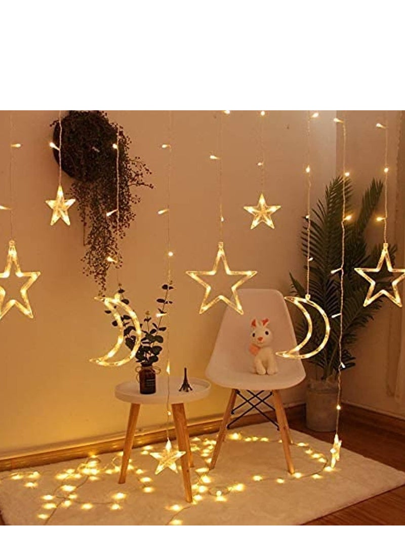 Ramadan Decoration Lights, Moon And Stars And Serial Lights, 3.5M Ramadan Lights, Yellow,