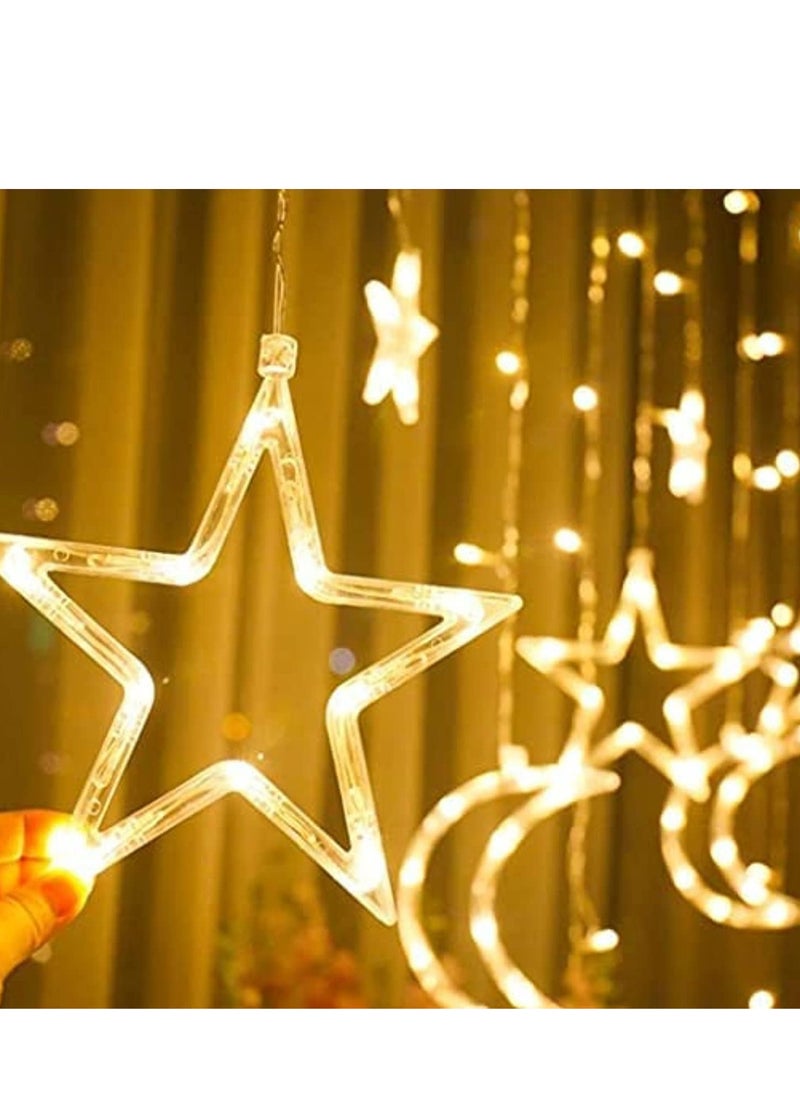 Ramadan Decoration Lights, Moon And Stars And Serial Lights, 3.5M Ramadan Lights, Yellow,