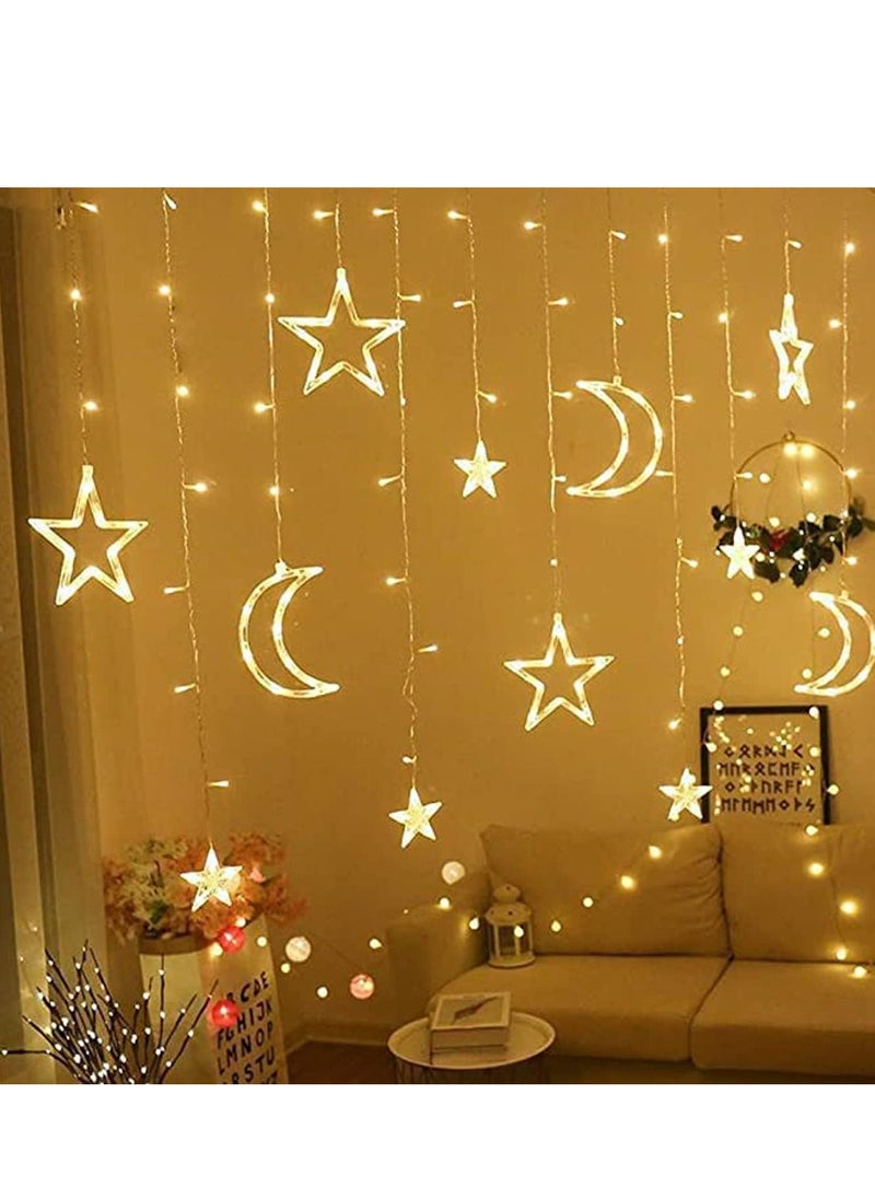 Ramadan Decoration Lights, Moon And Stars And Serial Lights, 3.5M Ramadan Lights, Yellow,