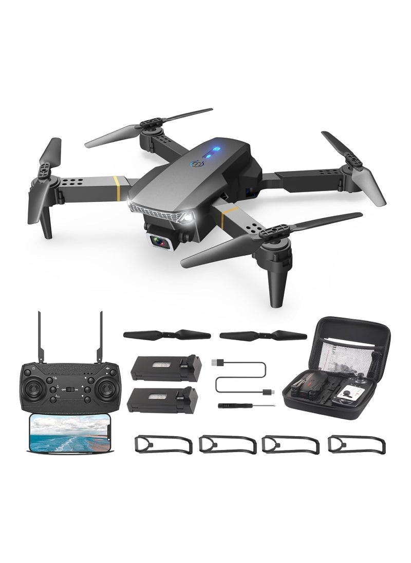 E99 PRO Drone with 4K HD Dual Camera, Foldable Design, Obstacle Avoidance, Height Keep Mode, Remote Control, Storage Case