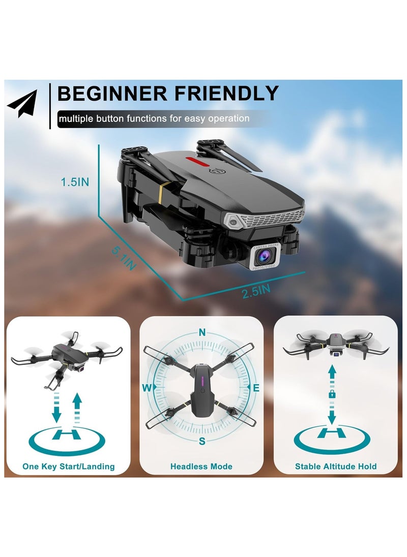 E99 PRO Drone with 4K HD Dual Camera, Foldable Design, Obstacle Avoidance, Height Keep Mode, Remote Control, Storage Case