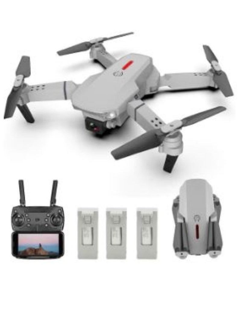 Camera Drone Headless Mode Dual Camera Drone 3 Batterires Silver Grey Suitable for Beginners and Kids Gray