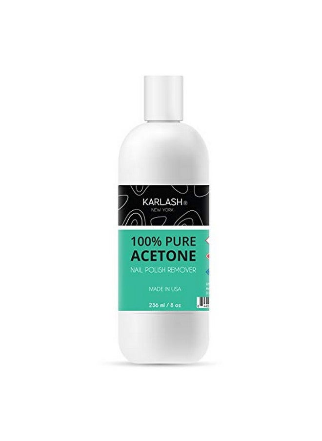 Professional 100% Pure Acetone Polish Nail Remover 8 Fl Oz - Quick, Professional Nail Polish Remover - For Natural, Gel, Acrylic, Sculptured Nails (8 Fl Oz)