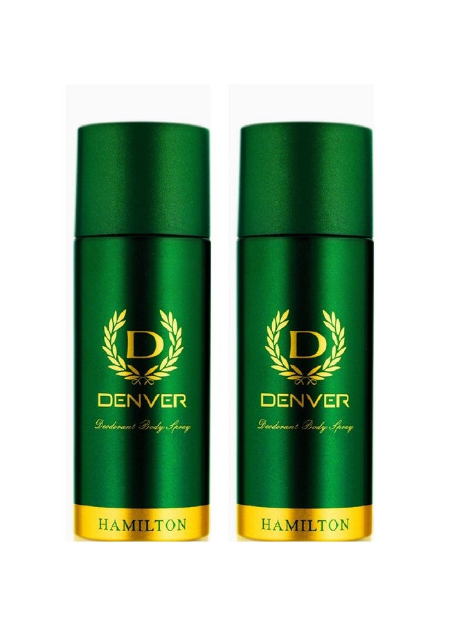 DENVER Hamilton Deo - 165ML Each (Pack of 2) | Long Lasting Deodorant Body Spray for Men