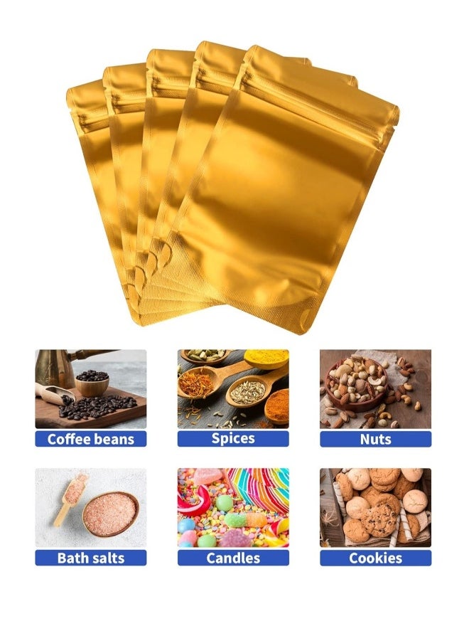 50 Pcs Golden Mylar Bags 6.3 x 9.4 Inch Holographic Bags Mylar Vacuum Seal Bags for Food Storage Coffee Beans Jewelry Packaging