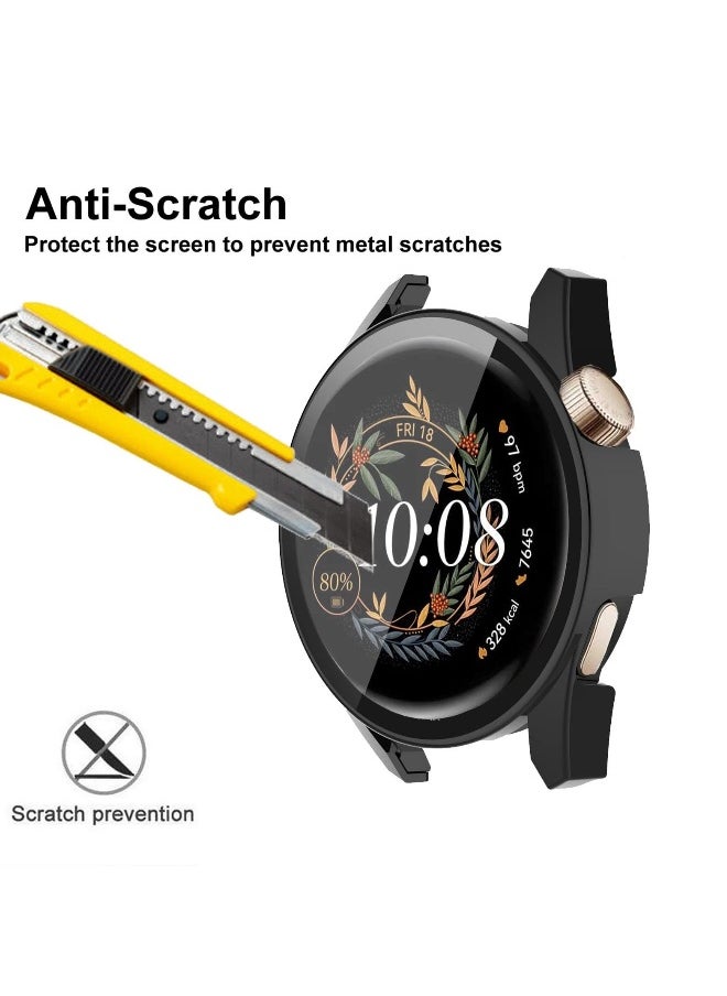 Case for Huawei Watch GT 3 42mm, 2Pack All-around Ultra Thin Anti-Scratch Bumper, Anti Scratch Tempered glass with watch case protector(2 Colors)