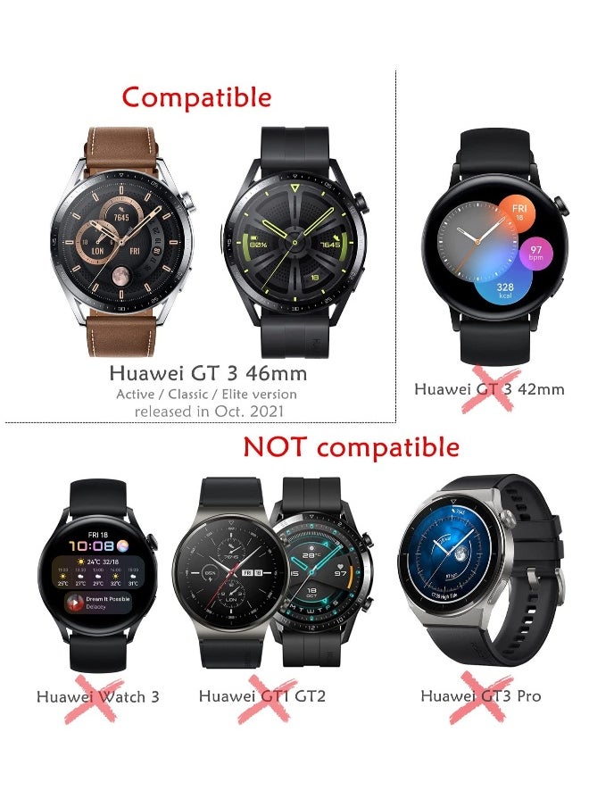 Protective Case compatible with Huawei Watch GT 3 46mm, 3 Pack All-around Flexible TPU Case with Screen Protector (Black, Transparent)