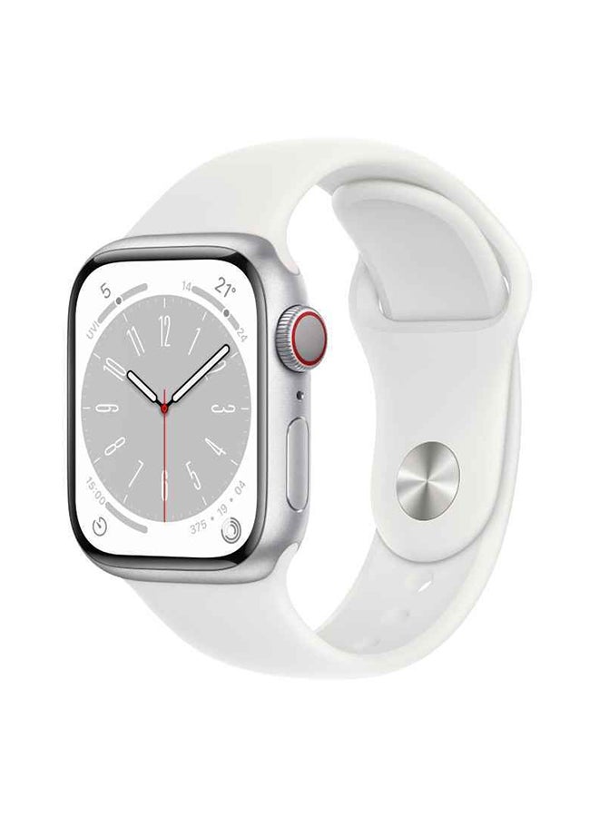 Renewed - Watch Series 8 GPS 45mm Silver Aluminium Case With White Sport Band White