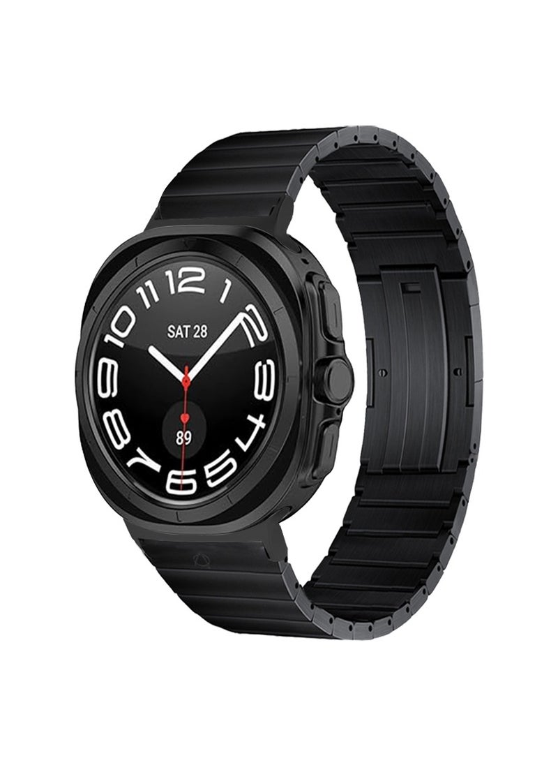 A-Case it My Case Fethiye Series Stainless Steel Band Compatible with Galaxy Watch Ultra 7 Secure Clasp Premium Material - Black