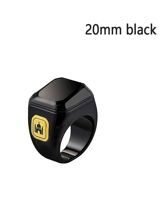 20mm Zikr Ring Arabic Smart Tasbih Ring Muslim Prayer Prayer timing reminder Tasbih Counter Smart Ring Wearable Technology Vibration Reminder Exclusive IQIBLA App and 5 Daily Prayer Reminders (Black)