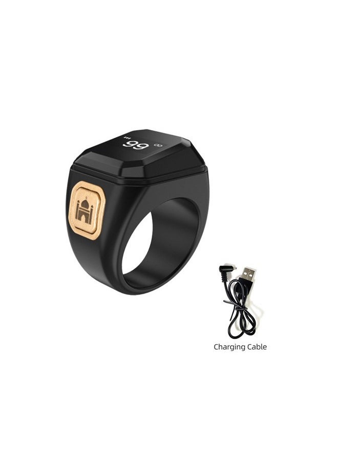 20mm Zikr Ring Arabic Smart Tasbih Ring Muslim Prayer Prayer timing reminder Tasbih Counter Smart Ring Wearable Technology Vibration Reminder Exclusive IQIBLA App and 5 Daily Prayer Reminders (Black)