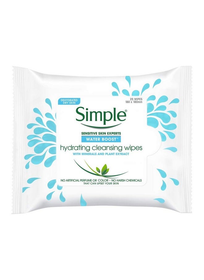 Simple Water Boost Hydrating Cleansing Wipes - 25 Wipes x 6 Pack (150 Wipes)