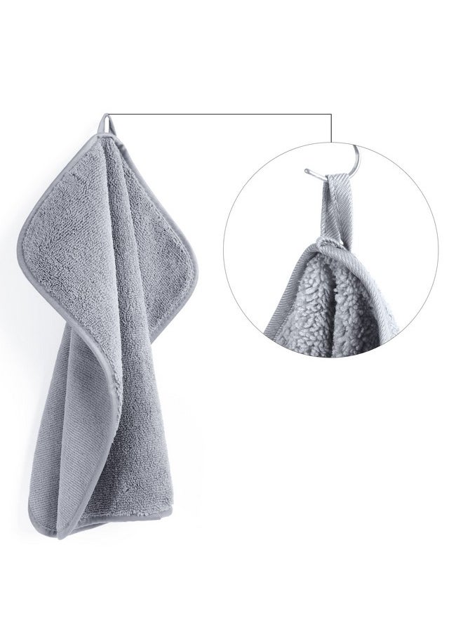 POLYTE Premium Lint Free Microfiber Washcloth Face Towel, 13 x 13 in, Set of 6 (Gray)