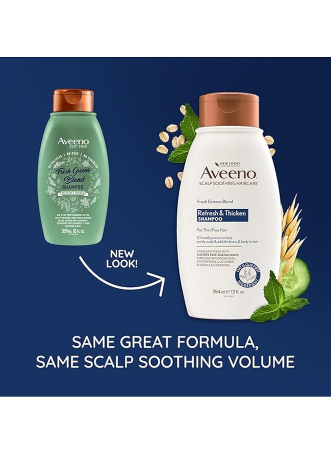 Aveeno Fresh Greens Blend Natural Volumizing Shampoo, Cucumber, Rosemary, for Fine Hair, 12 fl oz